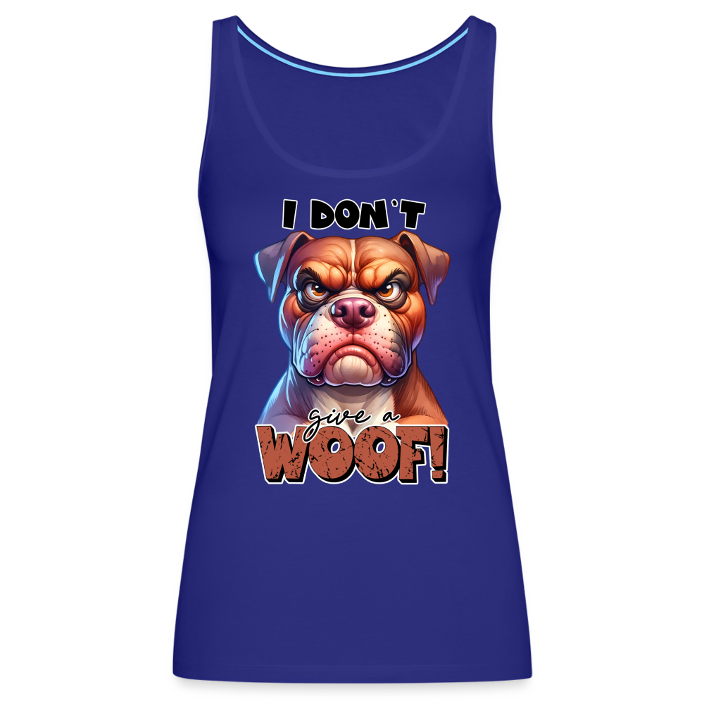 I Don't Give a Woof (Grump Dog with Attitude) Women’s Premium Tank Top Color: heather gray