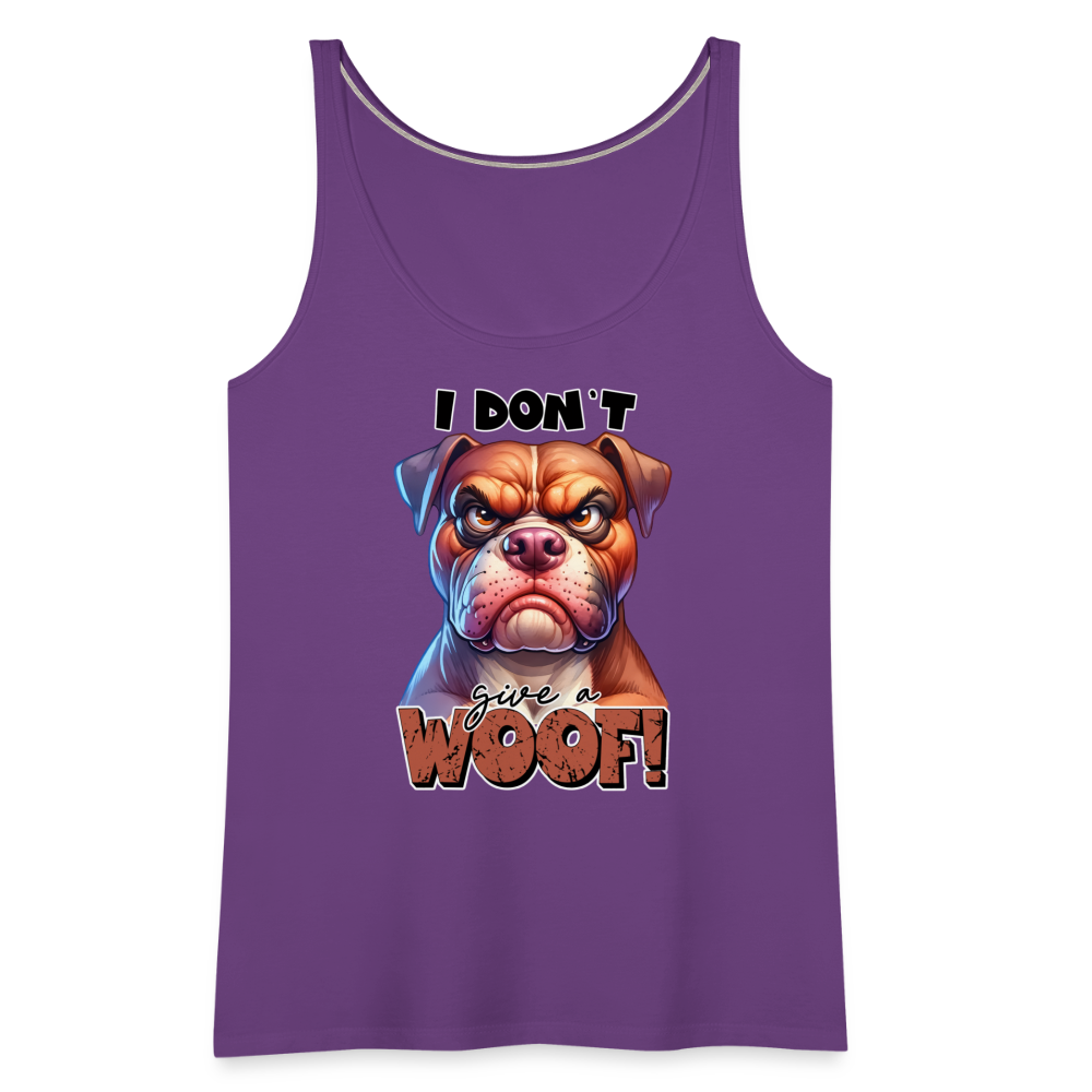 I Don't Give a Woof (Grump Dog with Attitude) Women’s Premium Tank Top Color: heather gray