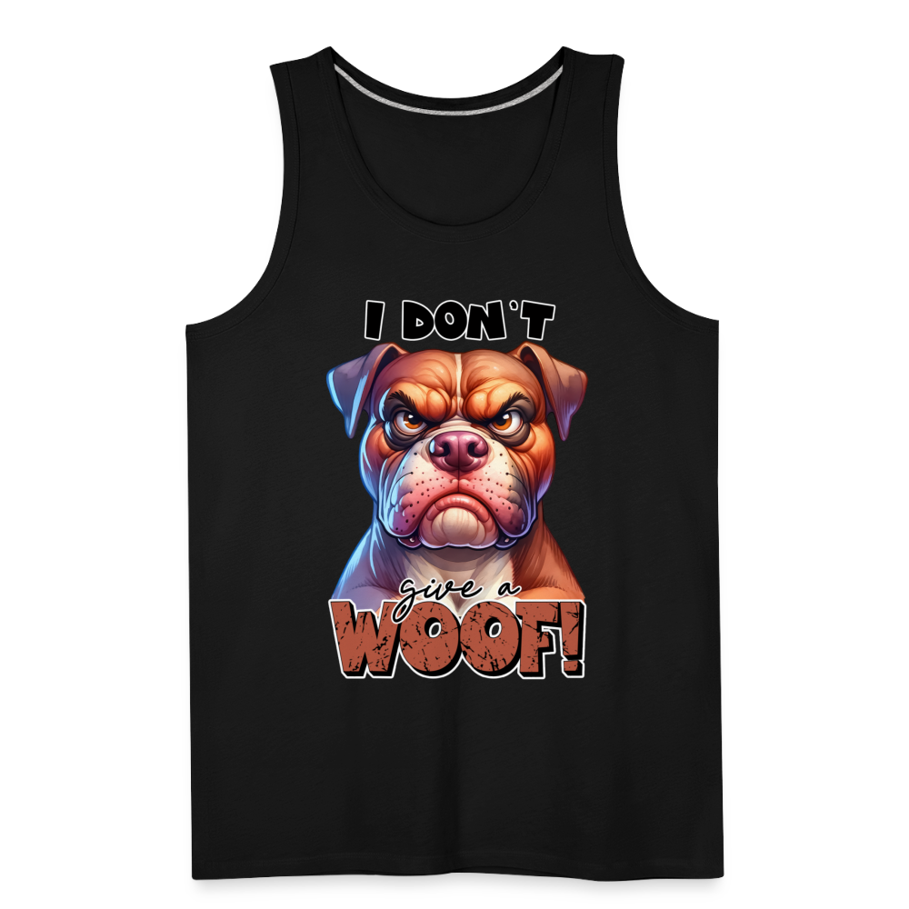 I Don't Give a Woof (Grump Dog with Attitude) Men’s Premium Tank Top Color: white
