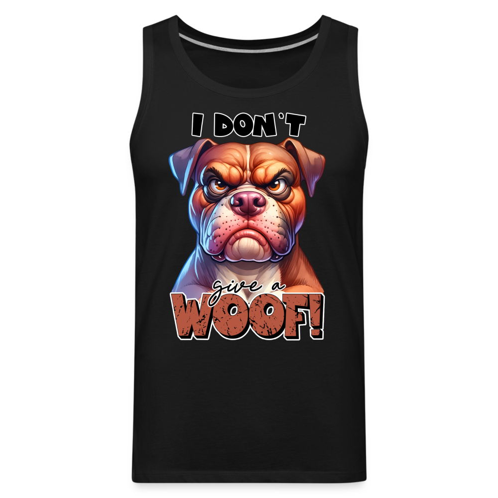 I Don't Give a Woof (Grump Dog with Attitude) Men’s Premium Tank Top Color: white