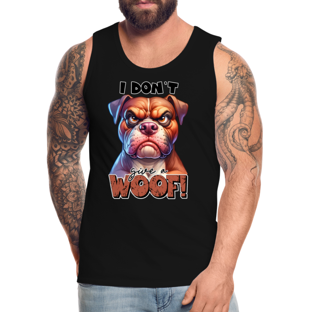 I Don't Give a Woof (Grump Dog with Attitude) Men’s Premium Tank Top Color: white