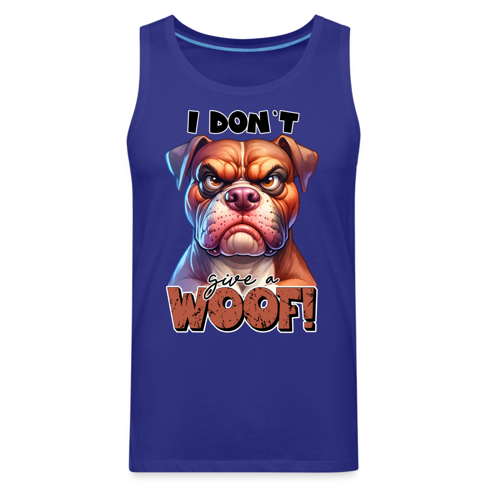 I Don't Give a Woof (Grump Dog with Attitude) Men’s Premium Tank Top Color: white