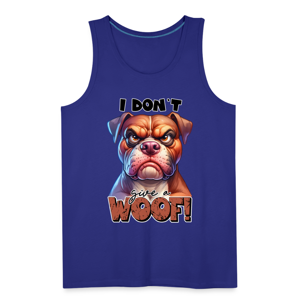 I Don't Give a Woof (Grump Dog with Attitude) Men’s Premium Tank Top Color: white