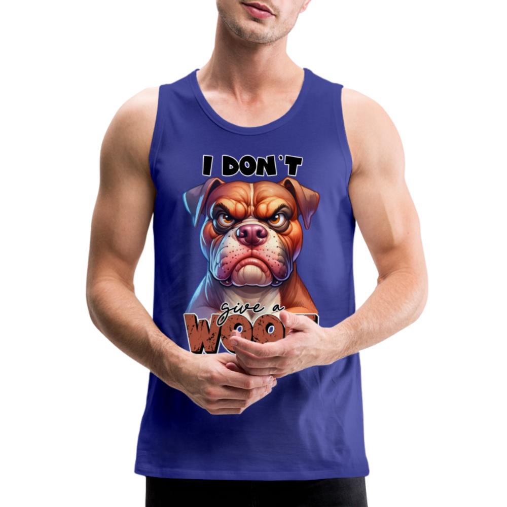 I Don't Give a Woof (Grump Dog with Attitude) Men’s Premium Tank Top Color: white