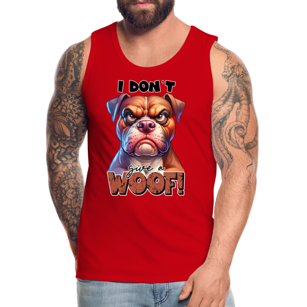 I Don't Give a Woof (Grump Dog with Attitude) Men’s Premium Tank Top Color: white