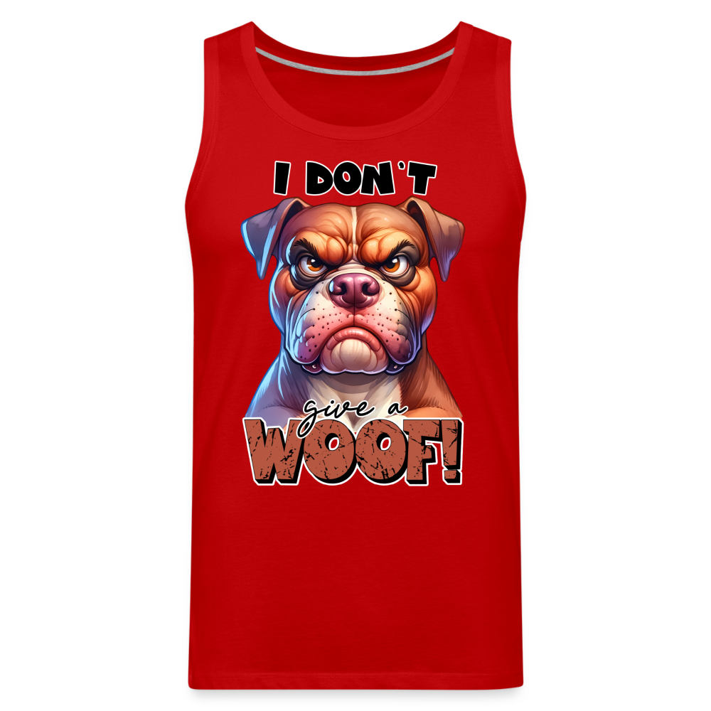 I Don't Give a Woof (Grump Dog with Attitude) Men’s Premium Tank Top Color: white