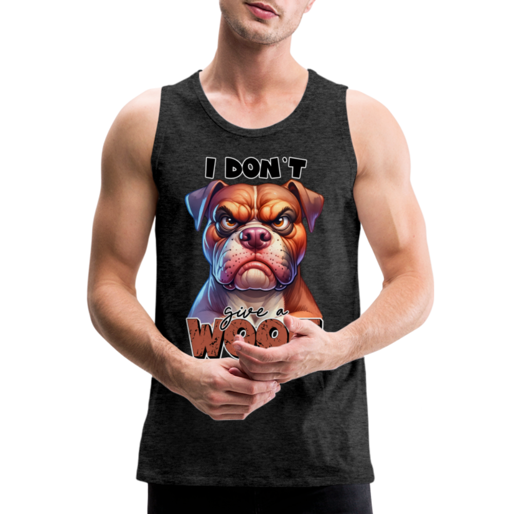 I Don't Give a Woof (Grump Dog with Attitude) Men’s Premium Tank Top Color: white