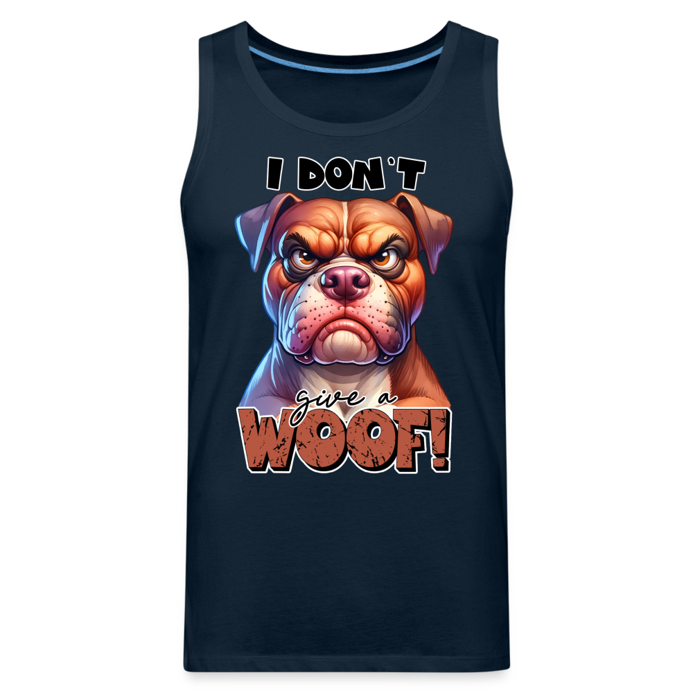 I Don't Give a Woof (Grump Dog with Attitude) Men’s Premium Tank Top Color: white