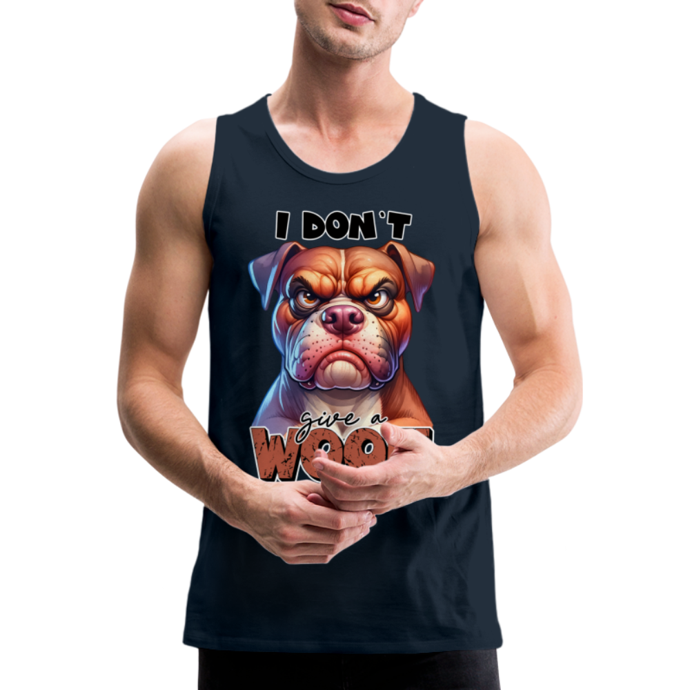 I Don't Give a Woof (Grump Dog with Attitude) Men’s Premium Tank Top Color: white