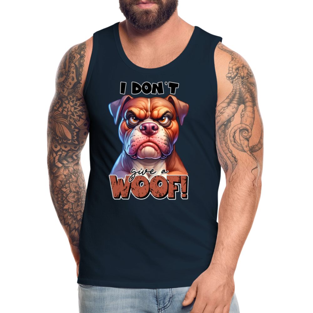 I Don't Give a Woof (Grump Dog with Attitude) Men’s Premium Tank Top Color: white