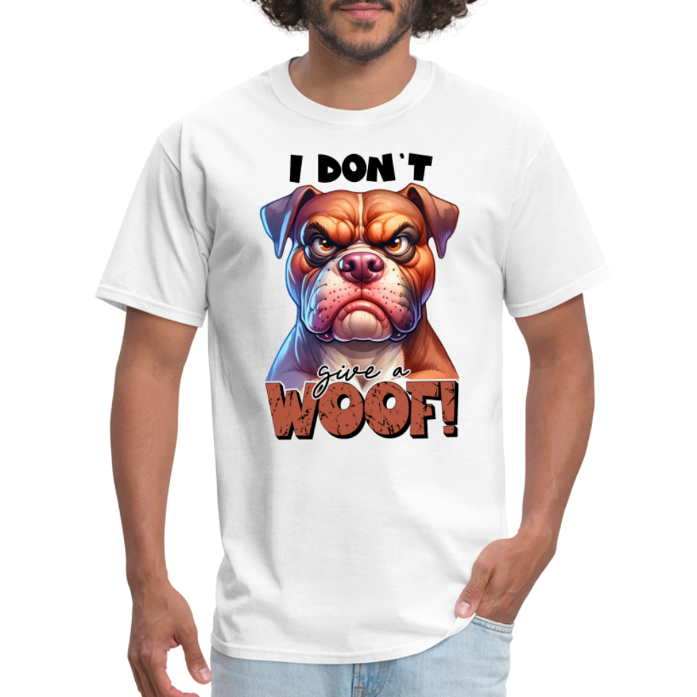 I Don't Give a Woof (Grump Dog with Attitude) T-Shirt Color: brown