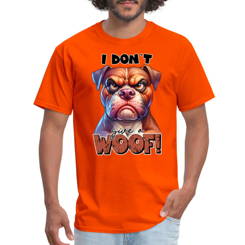 I Don't Give a Woof (Grump Dog with Attitude) T-Shirt Color: brown