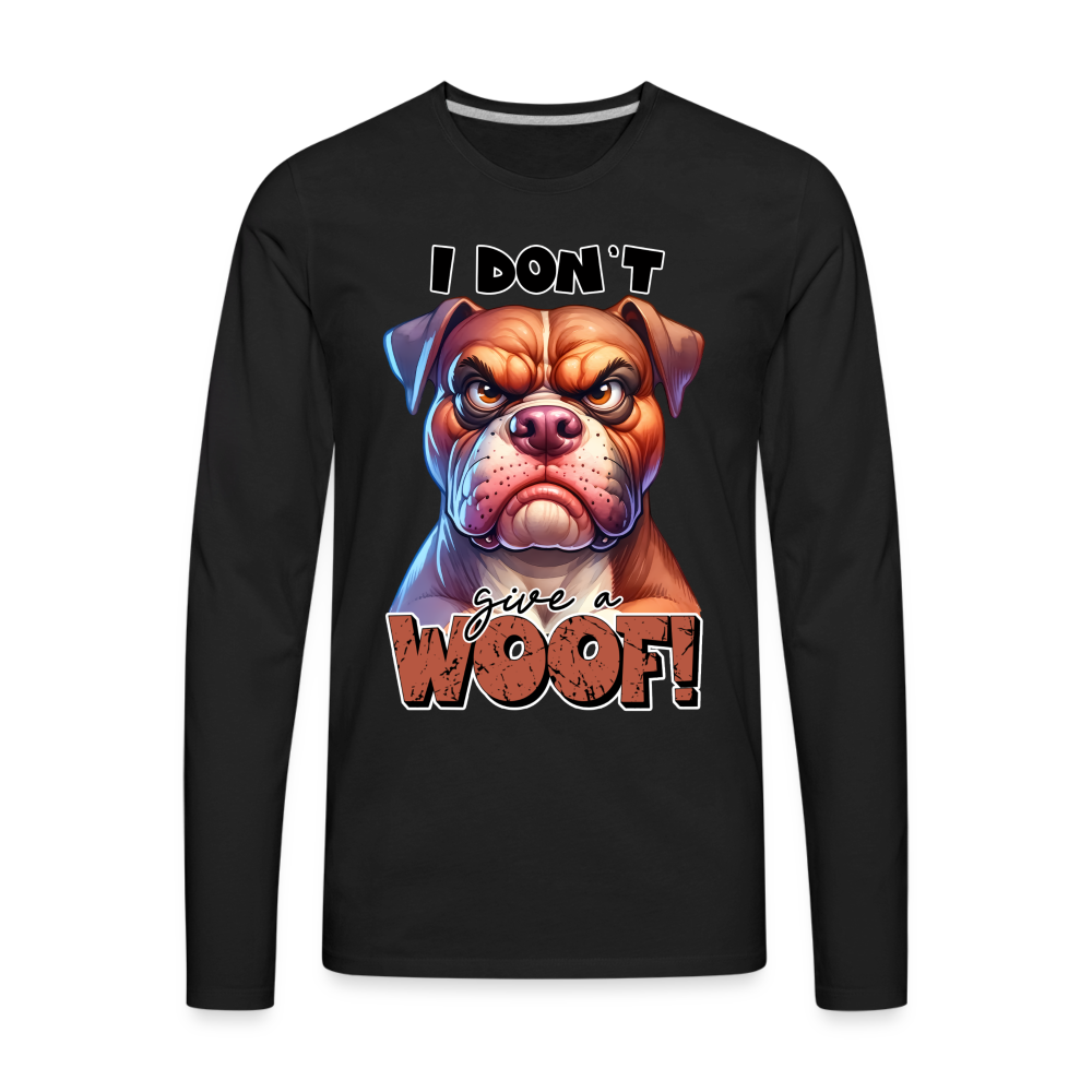 I Don't Give a Woof (Grump Dog with Attitude) Men's Premium Long Sleeve T-Shirt Color: heather gray