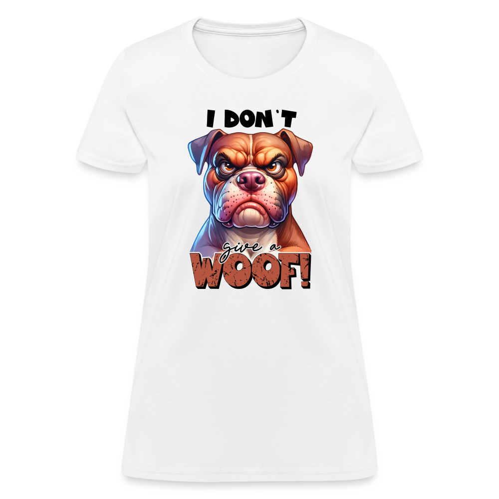 I Don't Give a Woof (Grump Dog with Attitude) Women's Contoured T-Shirt Color: pink