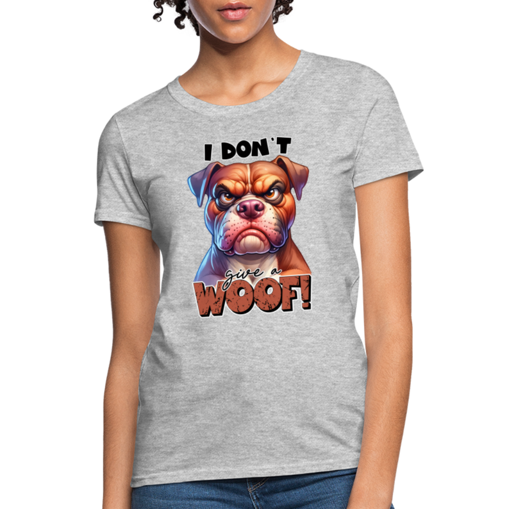 I Don't Give a Woof (Grump Dog with Attitude) Women's Contoured T-Shirt Color: pink