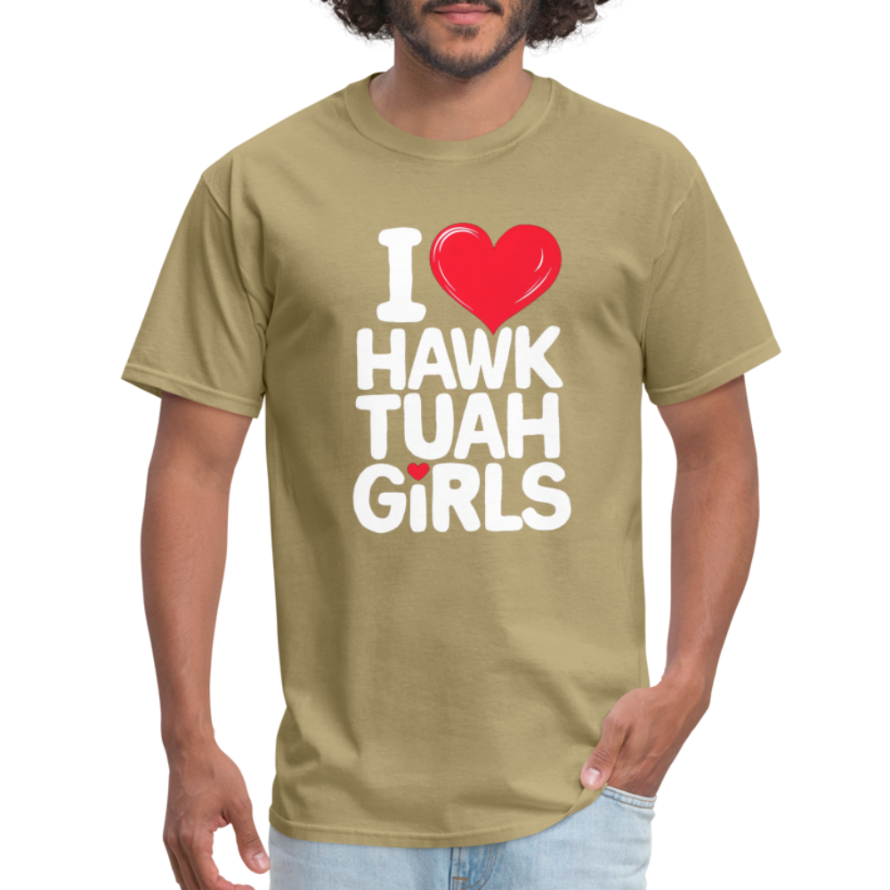 I Love Hawk Tuah Girls T-Shirt Color: khaki