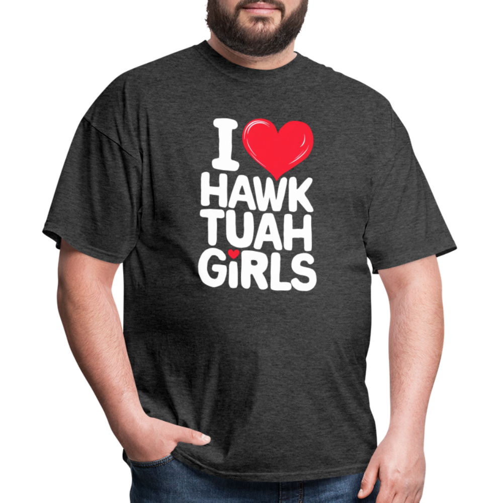 I Love Hawk Tuah Girls T-Shirt Color: heather black