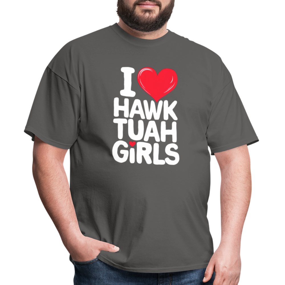 I Love Hawk Tuah Girls T-Shirt Color: heather black