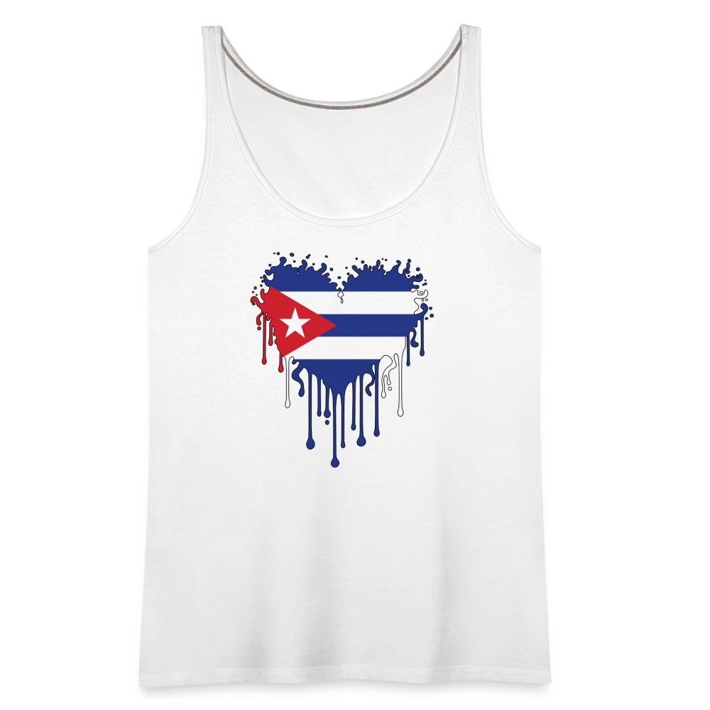 Heart of Cuba Flag Women’s Premium Tank Top Color: heather gray