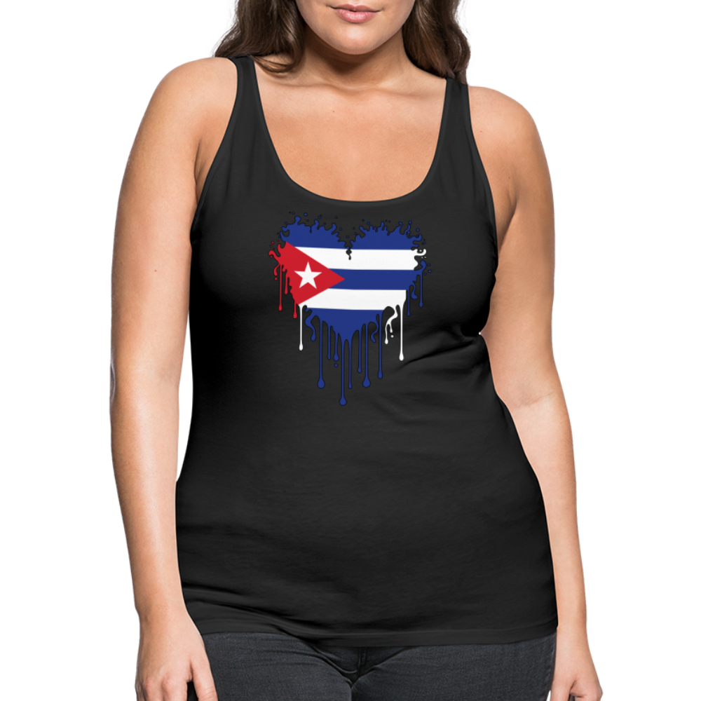 Heart of Cuba Flag Women’s Premium Tank Top Color: heather gray