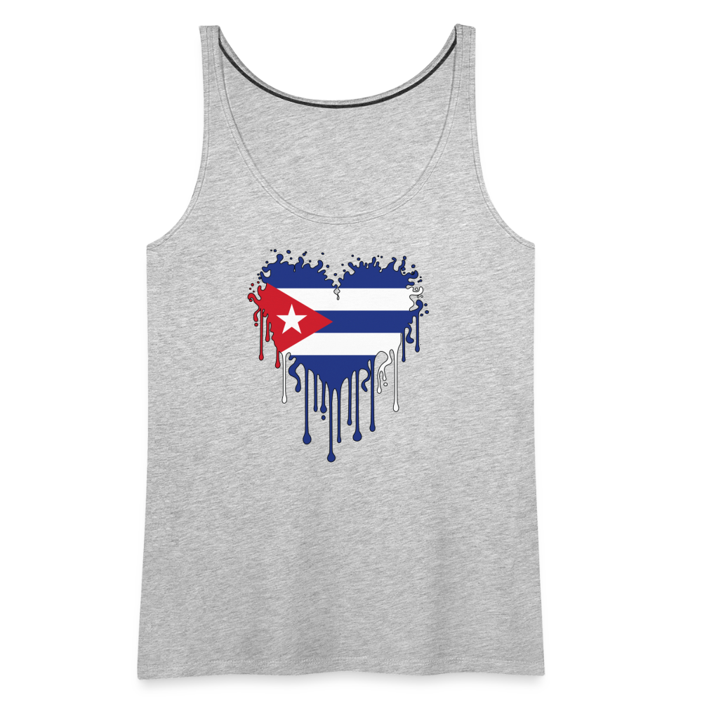 Heart of Cuba Flag Women’s Premium Tank Top Color: heather gray