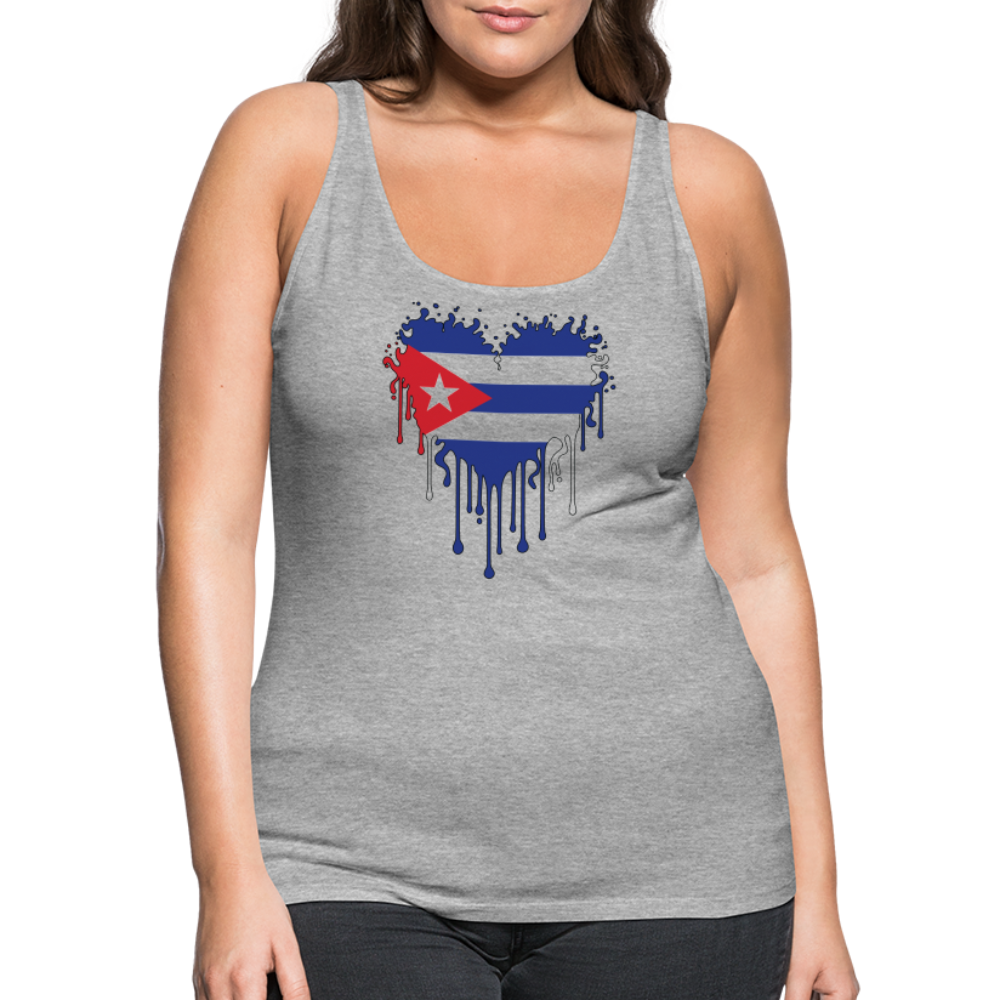 Heart of Cuba Flag Women’s Premium Tank Top Color: heather gray