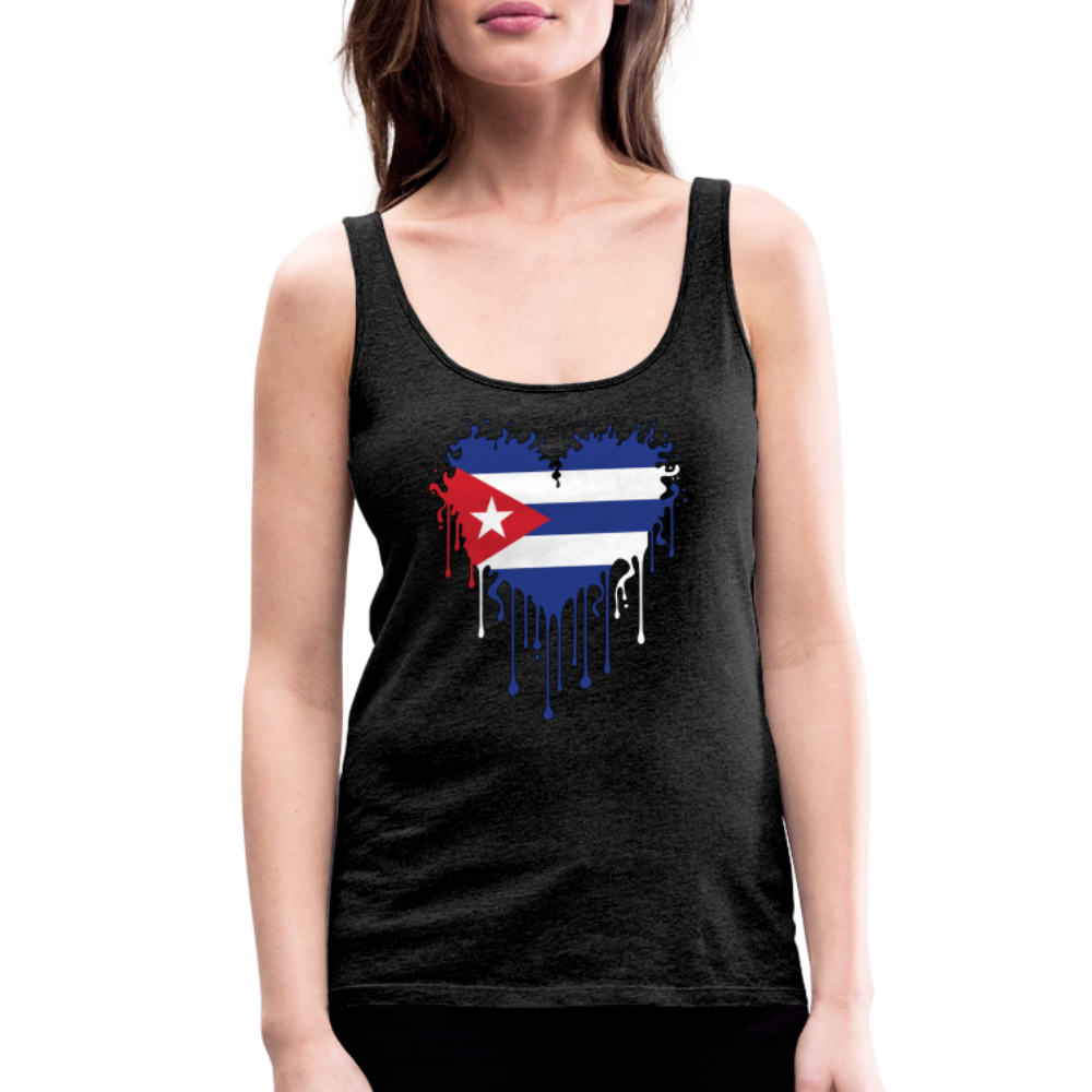 Heart of Cuba Flag Women’s Premium Tank Top Color: heather gray