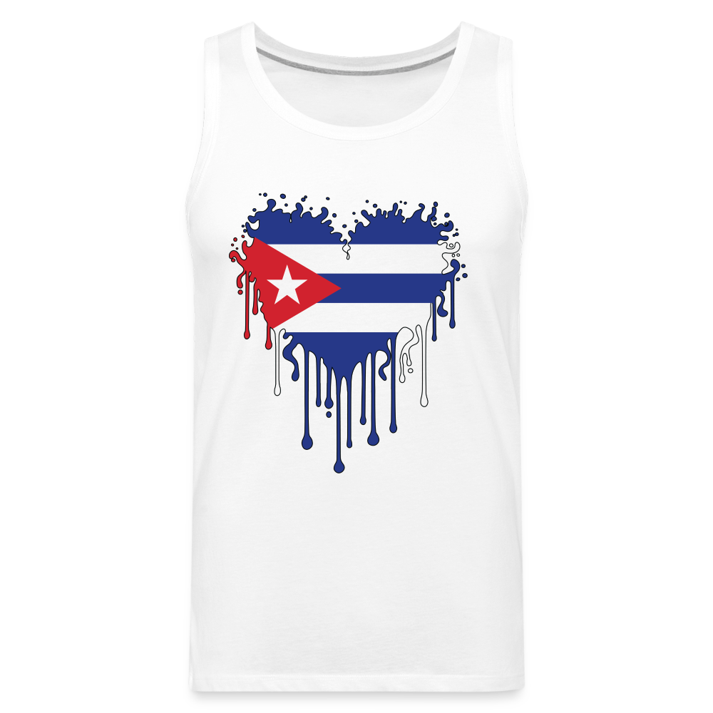 Heart of Cuba Flag Men’s Premium Tank Top Color: white