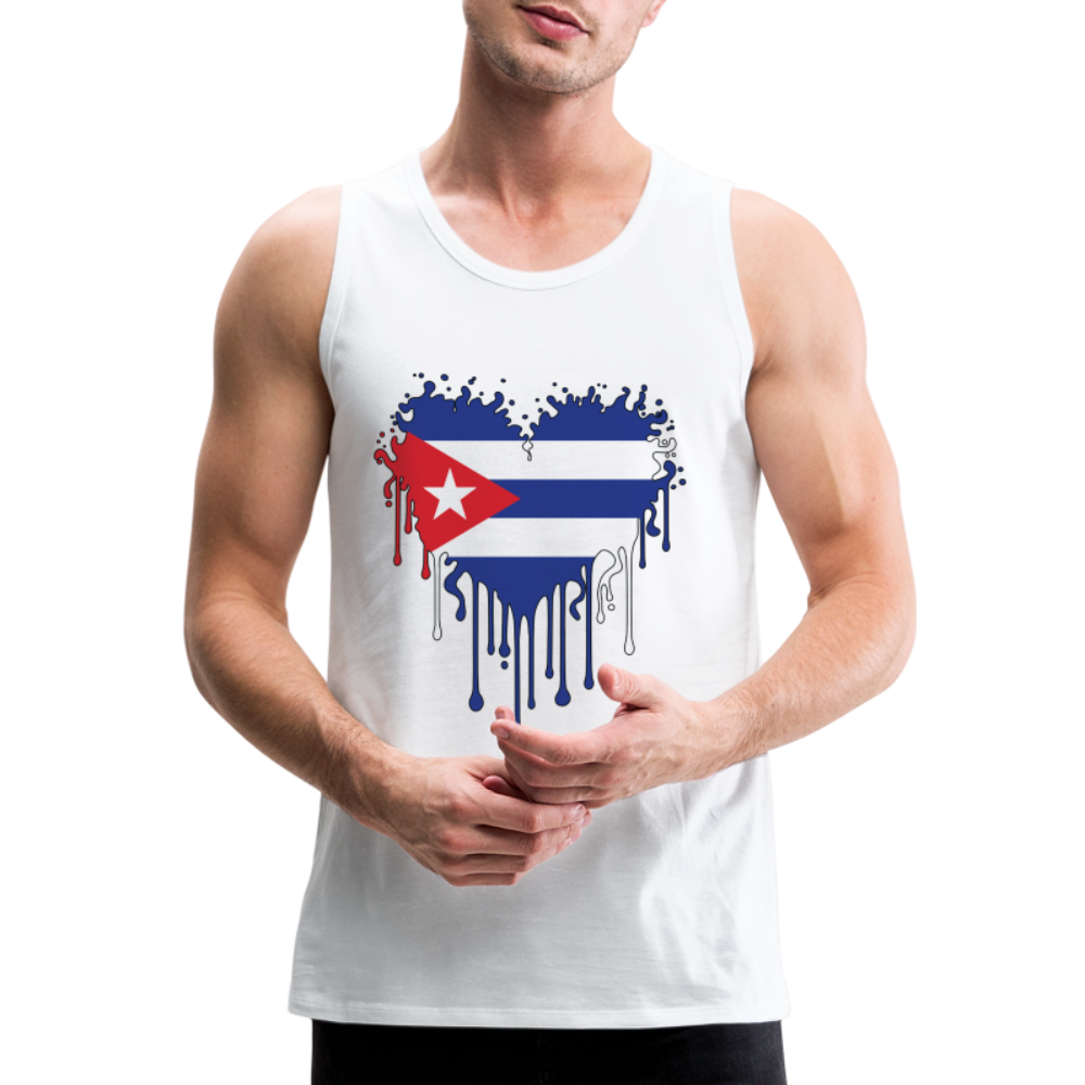 Heart of Cuba Flag Men’s Premium Tank Top Color: white