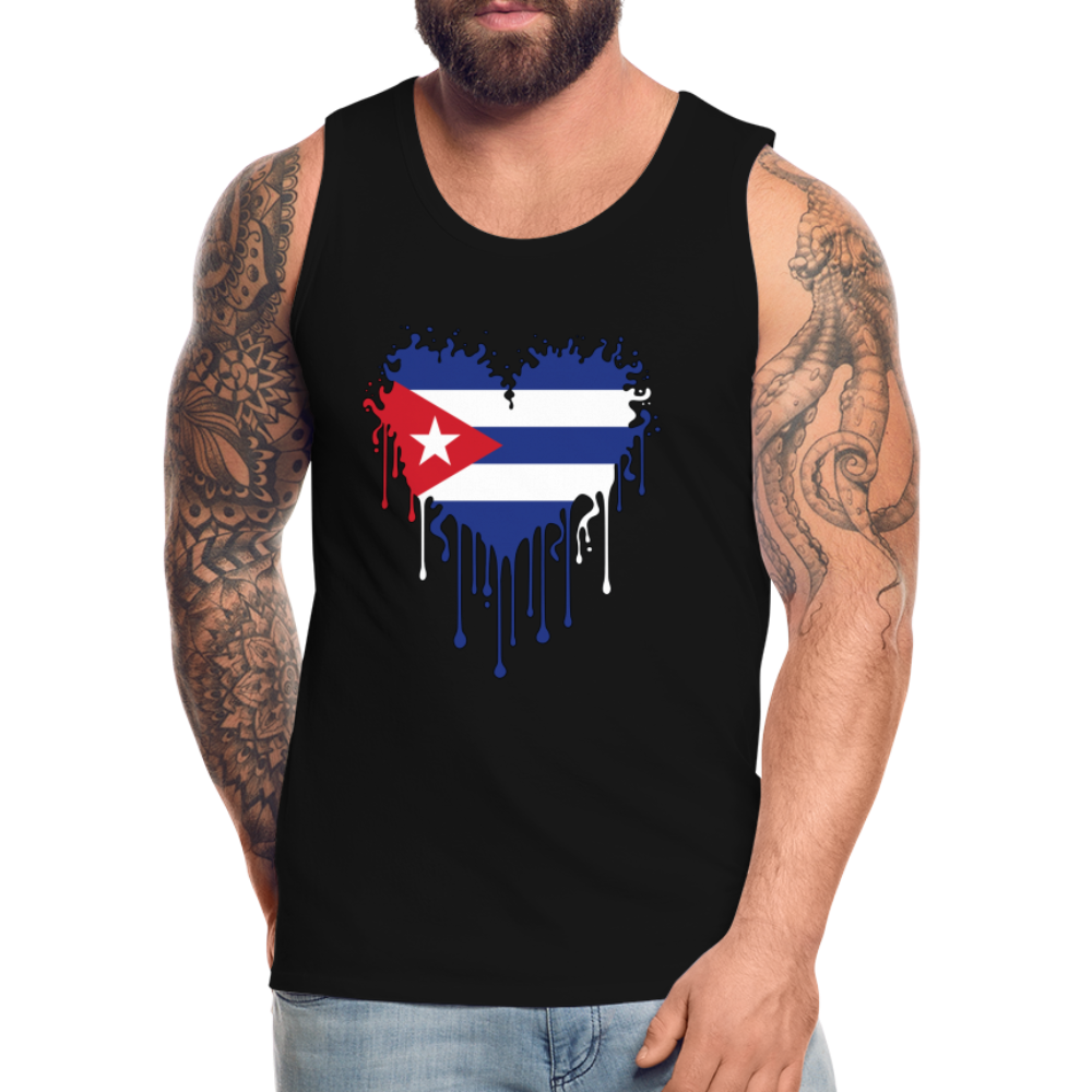 Heart of Cuba Flag Men’s Premium Tank Top Color: white