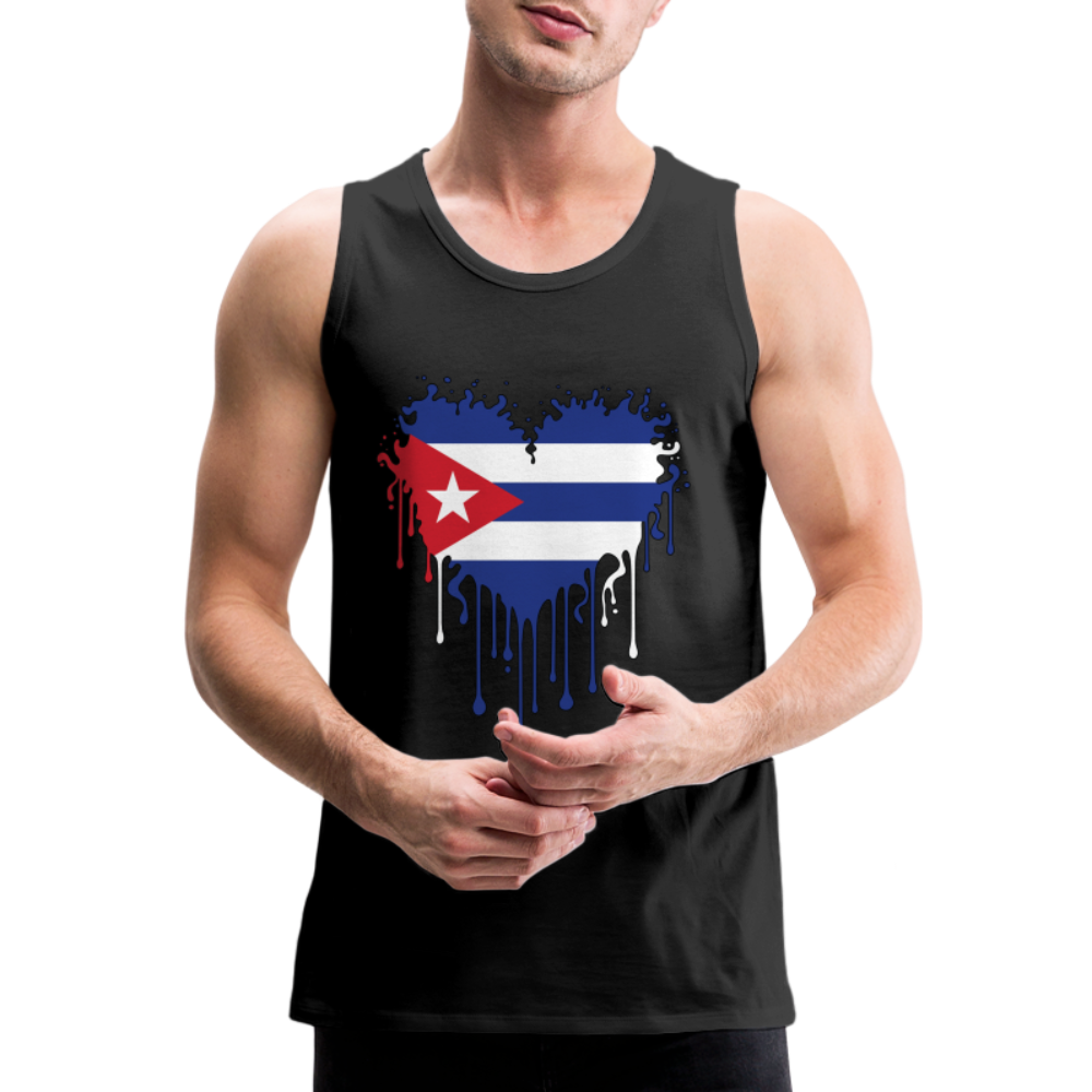 Heart of Cuba Flag Men’s Premium Tank Top Color: black