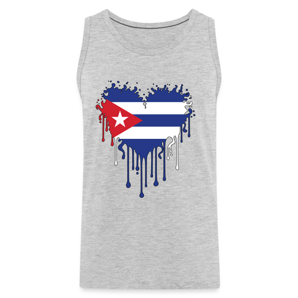 Heart of Cuba Flag Men’s Premium Tank Top Color: heather gray