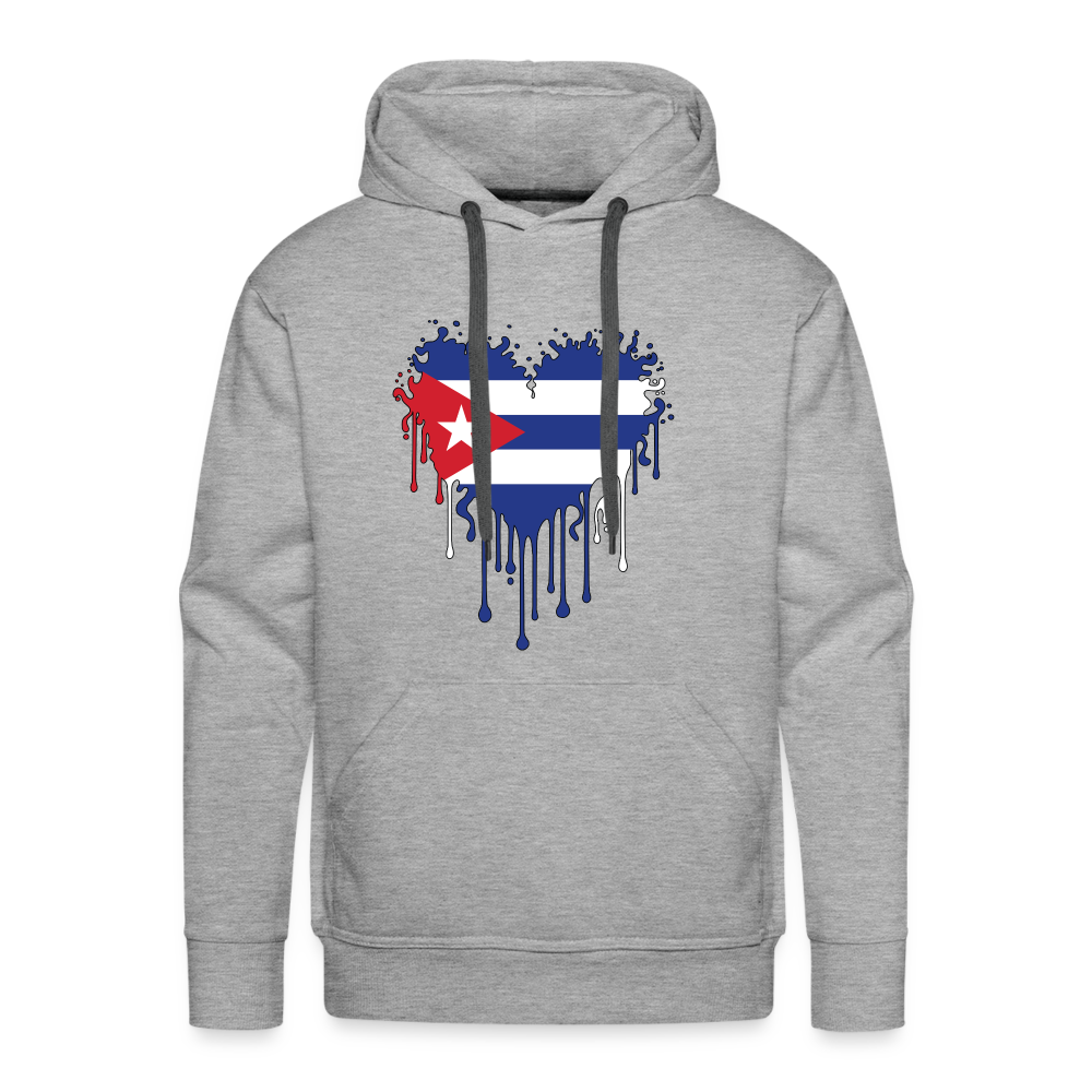 Heart of Cuba Flag Men’s Premium Hoodie Color: heather grey