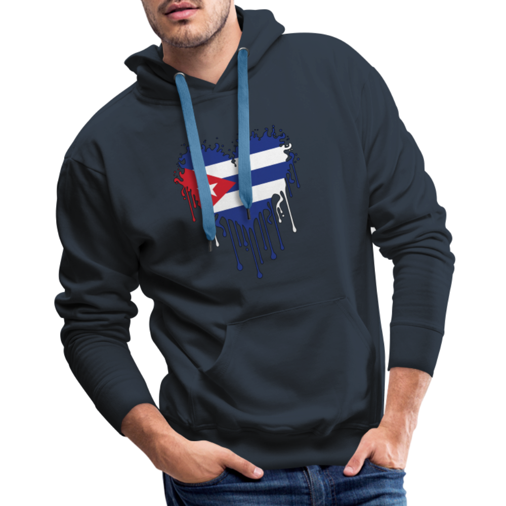 Heart of Cuba Flag Men’s Premium Hoodie Color: navy