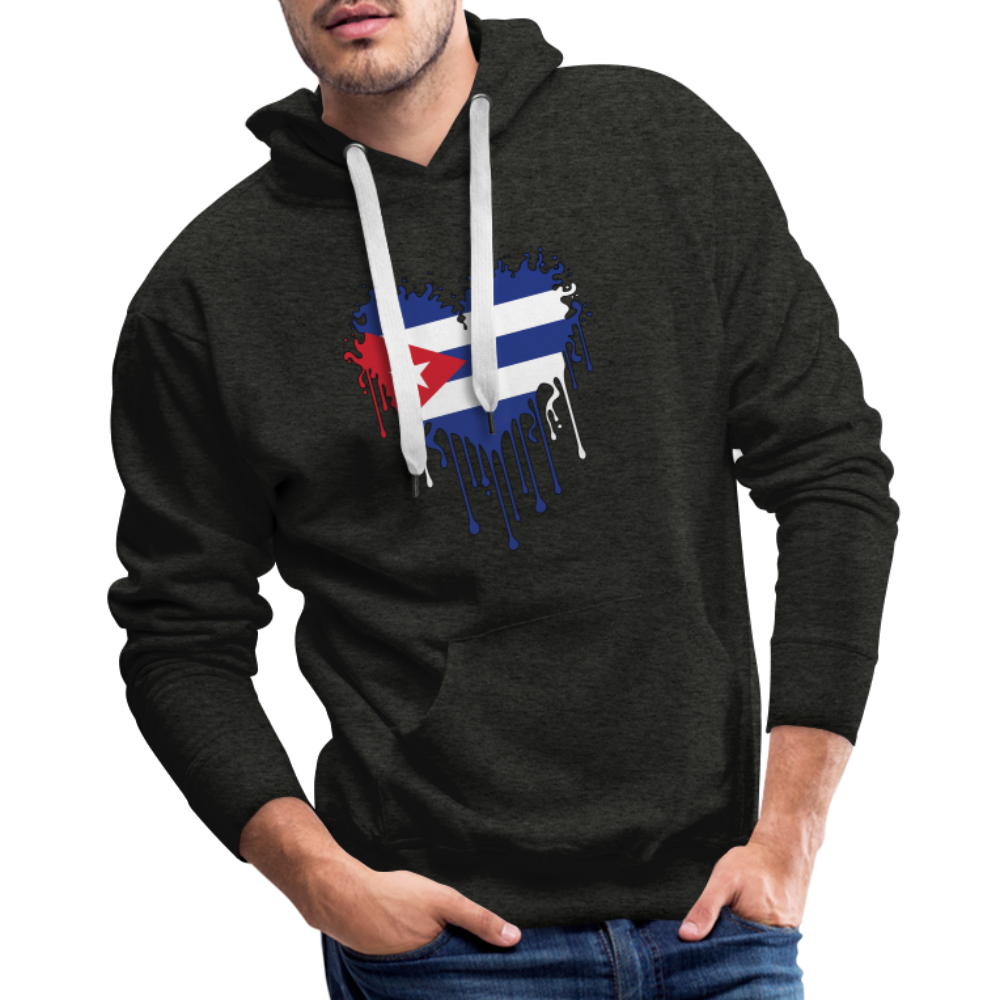Heart of Cuba Flag Men’s Premium Hoodie Color: charcoal grey
