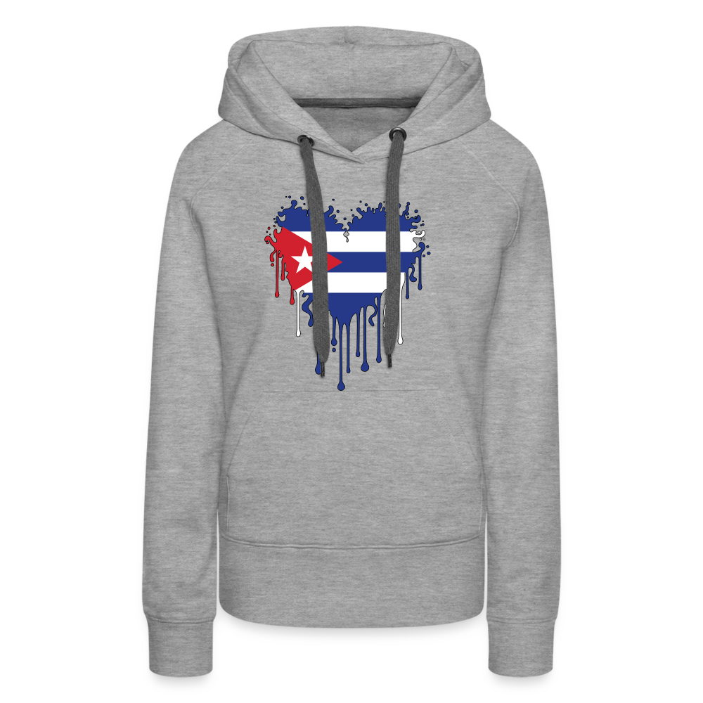 Heart of Cuba Flag Women’s Premium Hoodie - heather grey