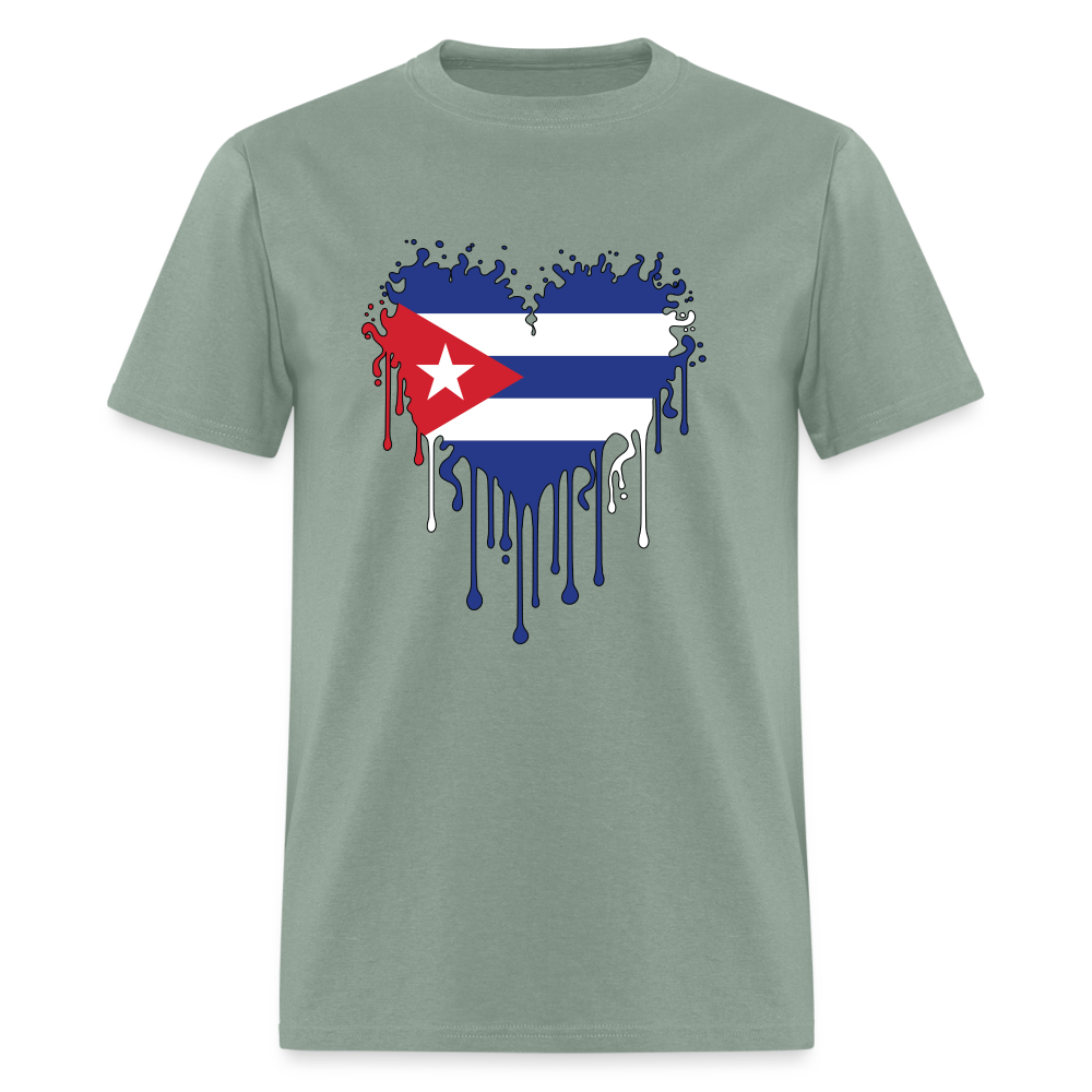Heart of Cuba Flag T-Shirt Color: sage