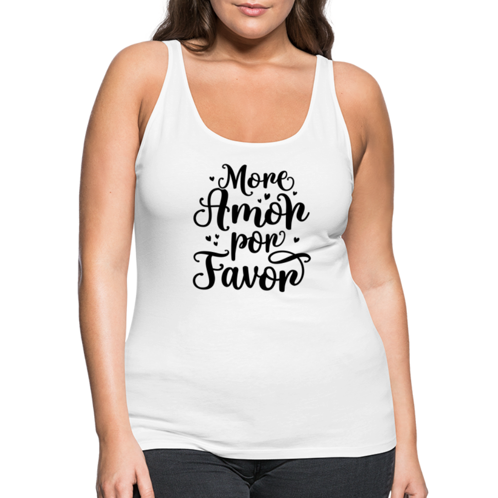 More Amor Por Favor Women’s Premium Tank Top Color: heather gray