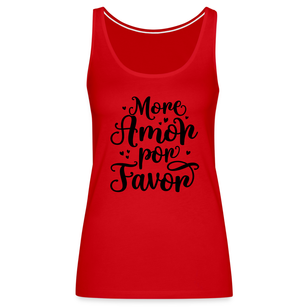 More Amor Por Favor Women’s Premium Tank Top Color: heather gray