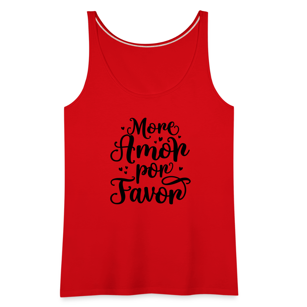 More Amor Por Favor Women’s Premium Tank Top Color: heather gray