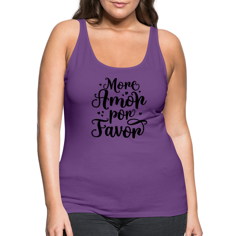 More Amor Por Favor Women’s Premium Tank Top Color: heather gray