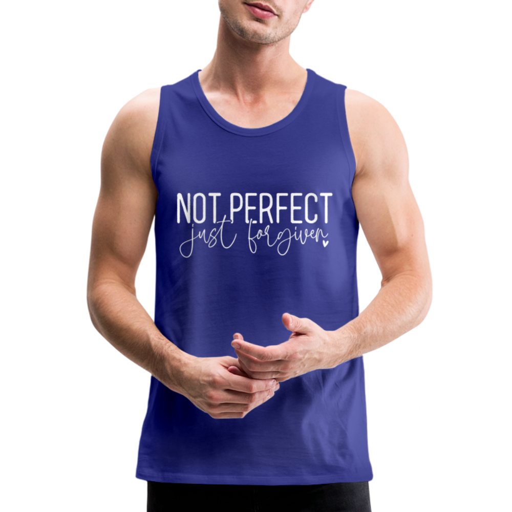Not Perfect Just Forgiven Men’s Premium Tank Top Color: royal blue
