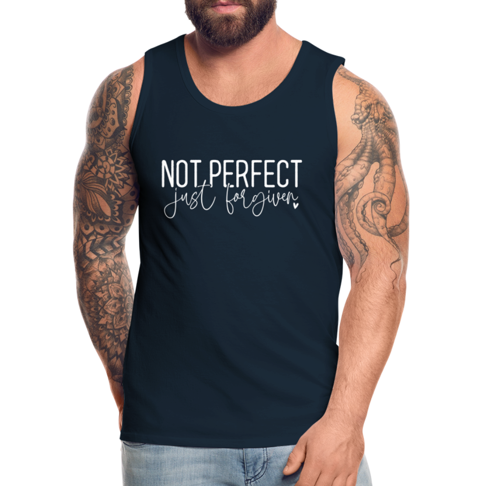 Not Perfect Just Forgiven Men’s Premium Tank Top Color: deep navy
