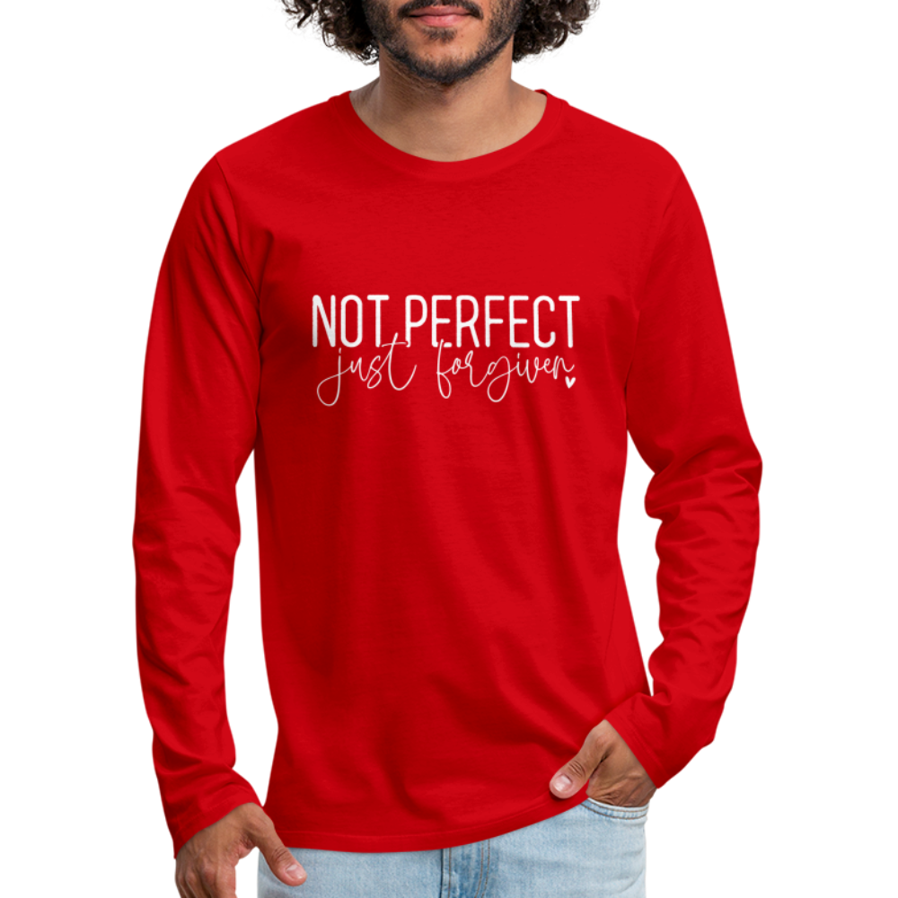 Not Perfect Just Forgiven Men's Premium Long Sleeve T-Shirt Color: red