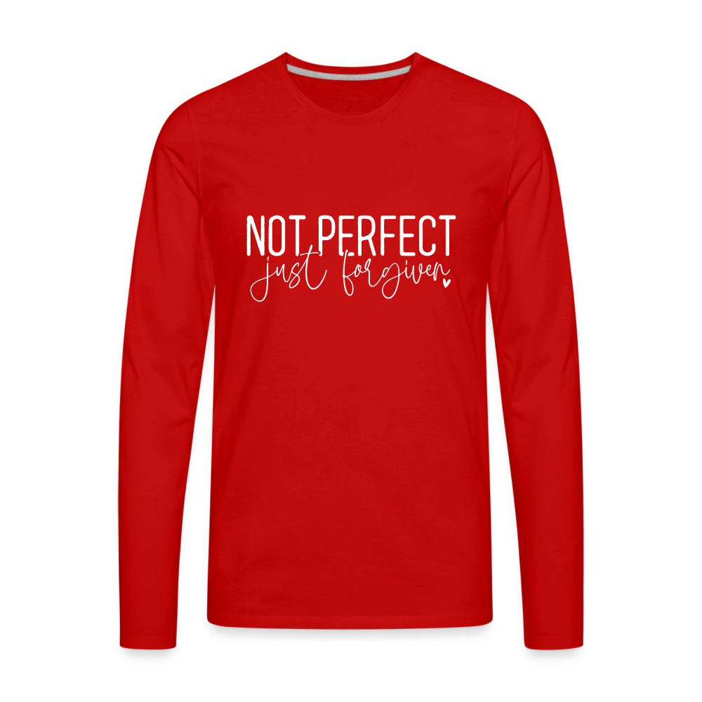 Not Perfect Just Forgiven Men's Premium Long Sleeve T-Shirt Color: heather burgundy