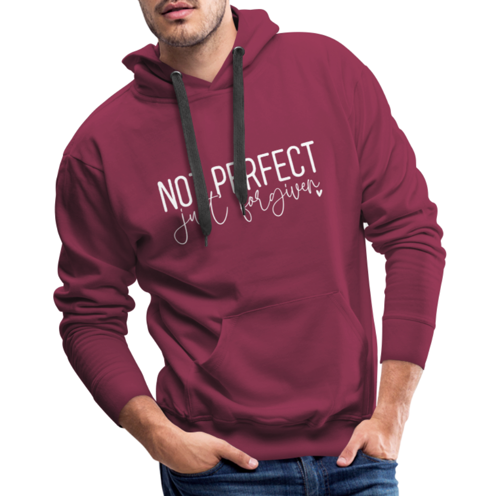 Not Perfect Just Forgiven Men’s Premium Hoodie Color: burgundy