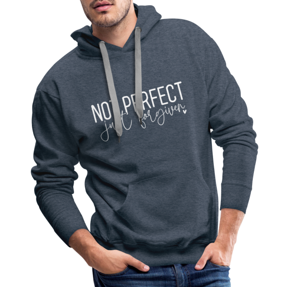 Not Perfect Just Forgiven Men’s Premium Hoodie Color: heather denim