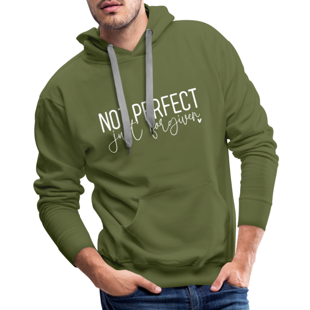 Not Perfect Just Forgiven Men’s Premium Hoodie Color: olive green