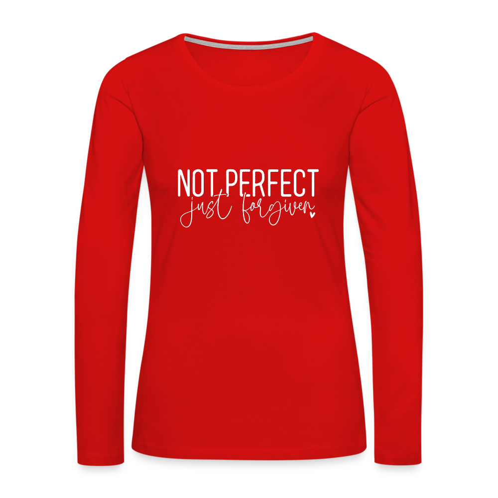 Not Perfect Just Forgiven Women's Premium Long Sleeve T-Shirt Color: black