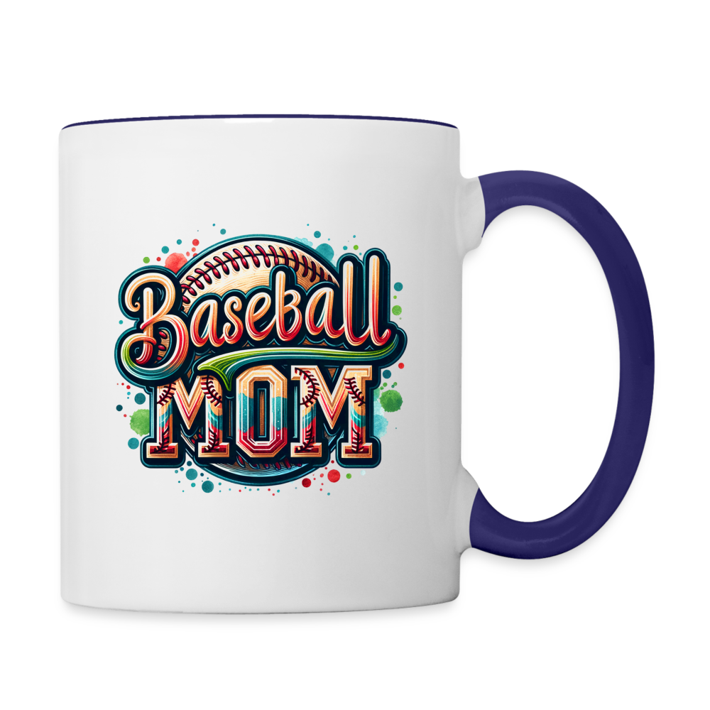 Baseball Mom Coffee Mug Color: white/cobalt blue